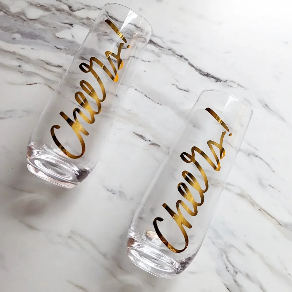 NIB Champagne Glasses Set of 2 by Paper Source